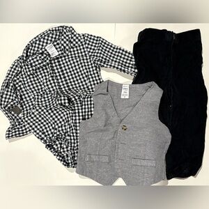 Charming Kids Checkered and Gray Matching Set